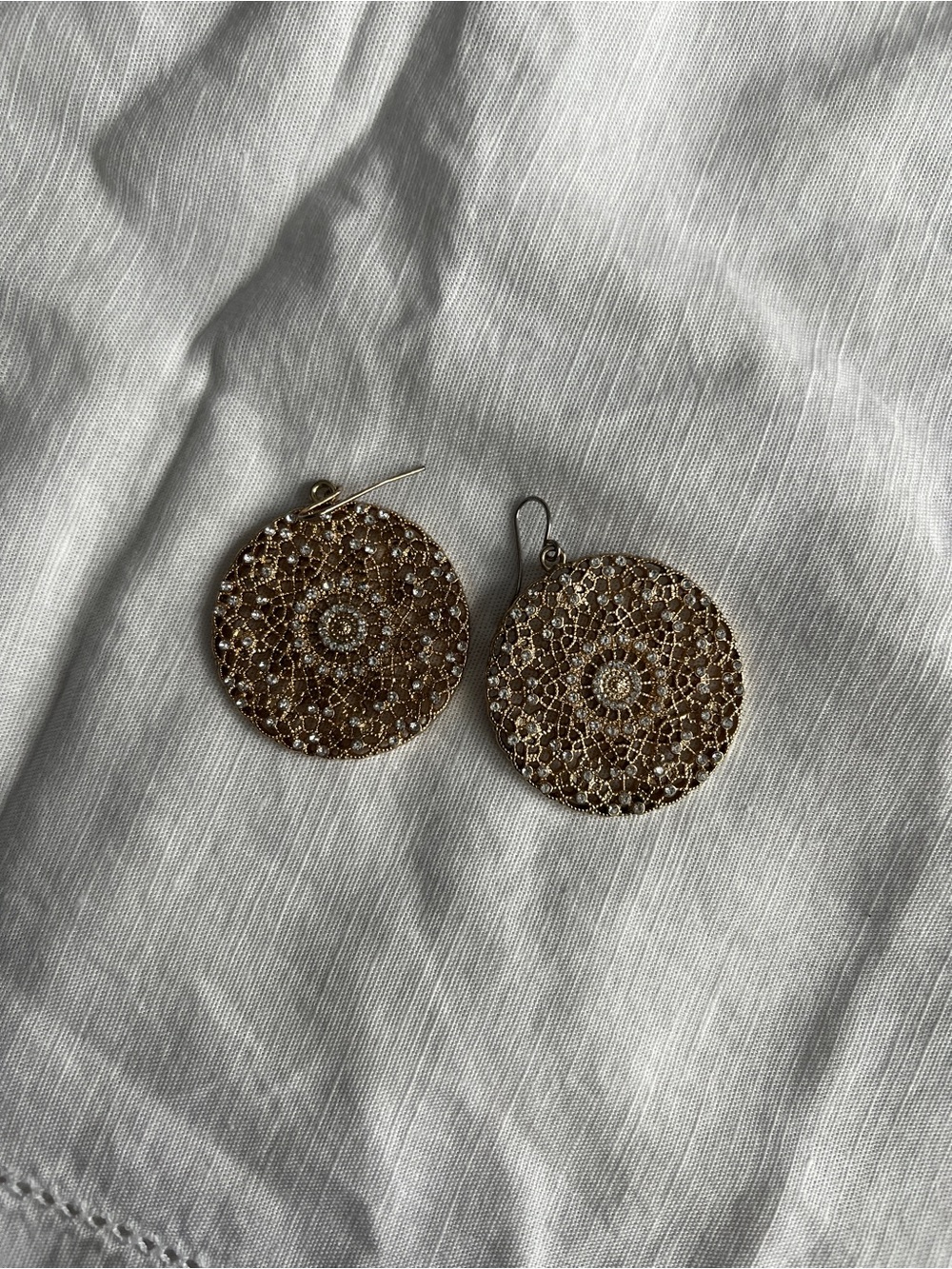 Gold Filigree Round Drop Earrings - Women Jewelry